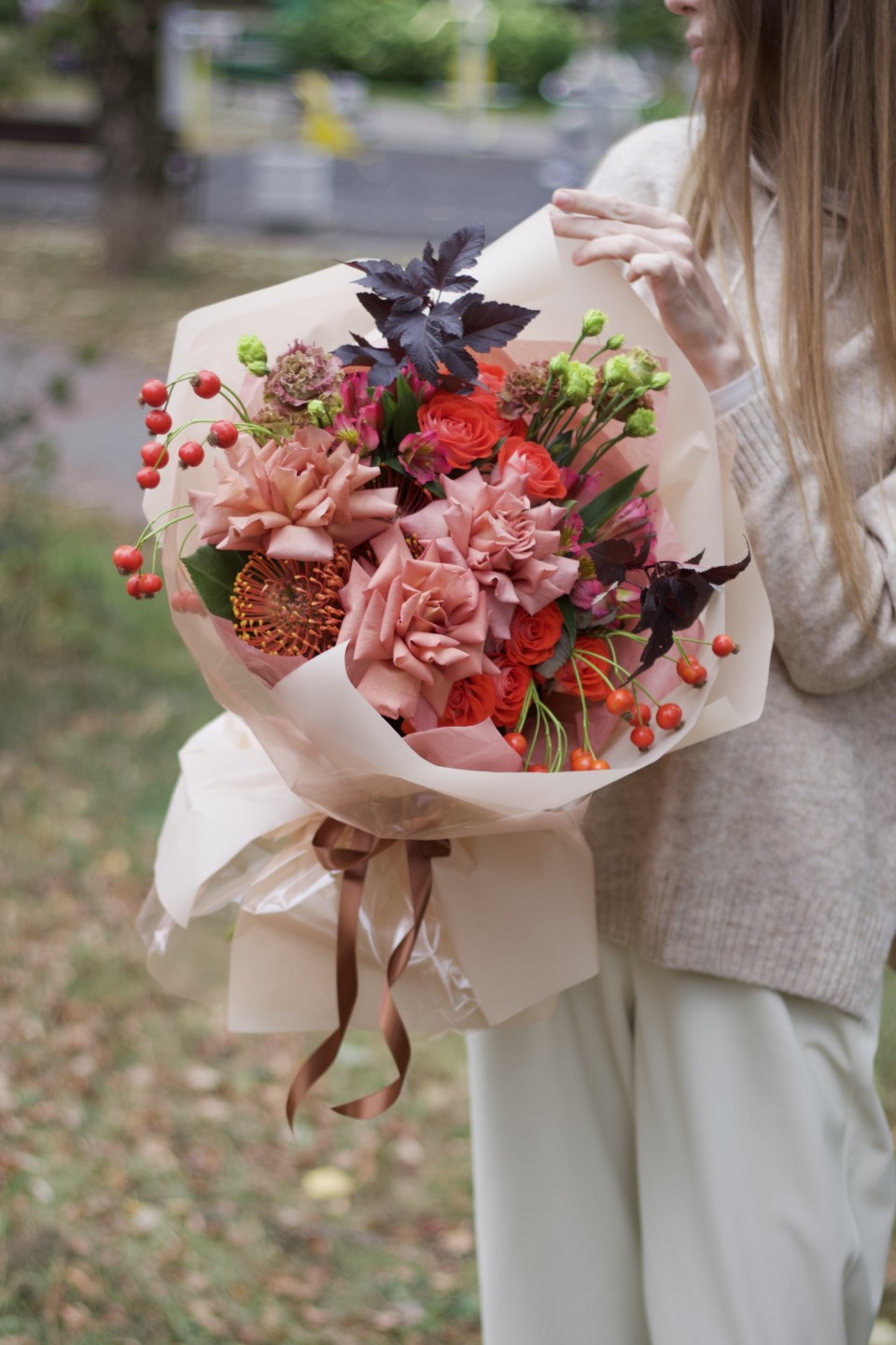 Букет Праздник Осени - с добавлением зелени