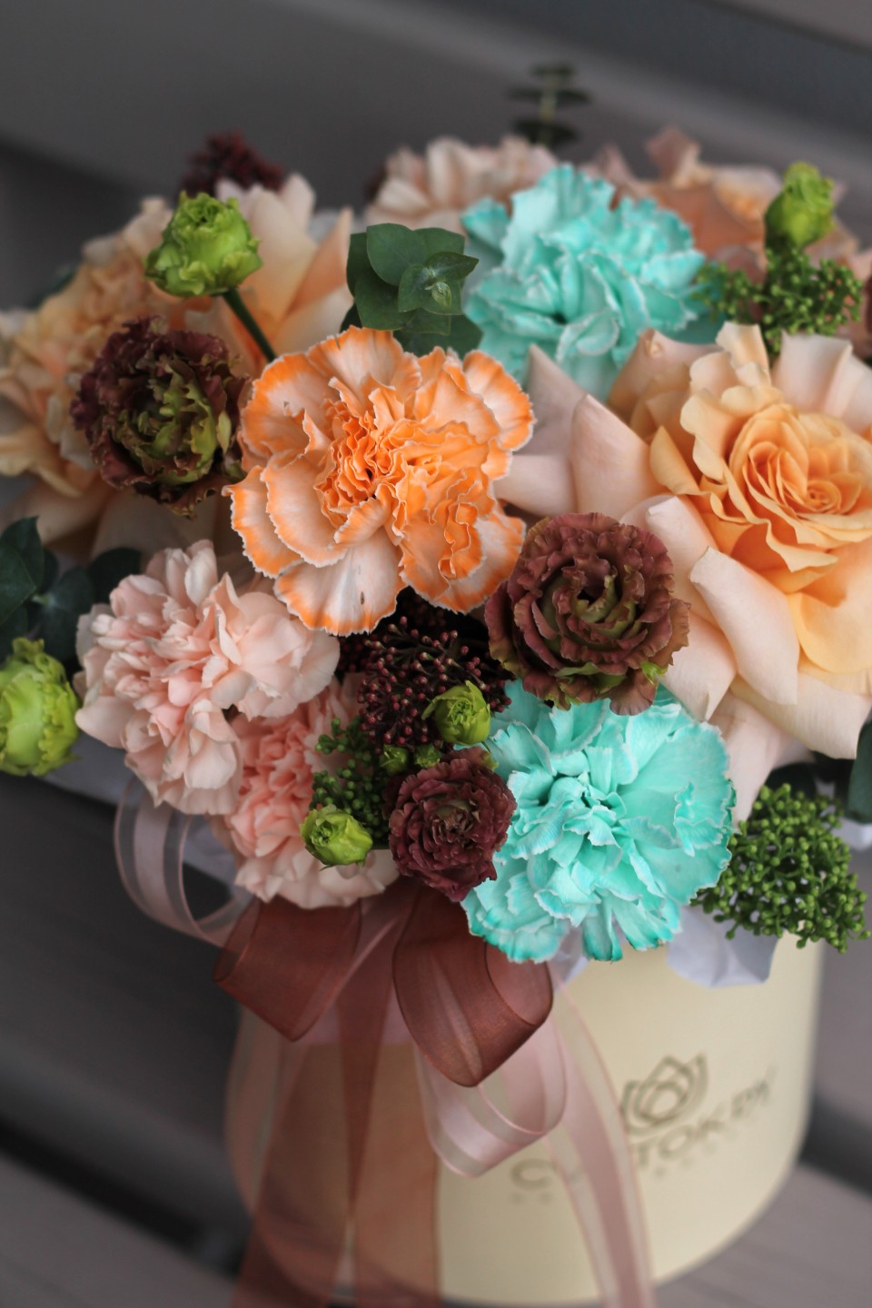 Коробка Осенняя Заря - с добавлением зелени