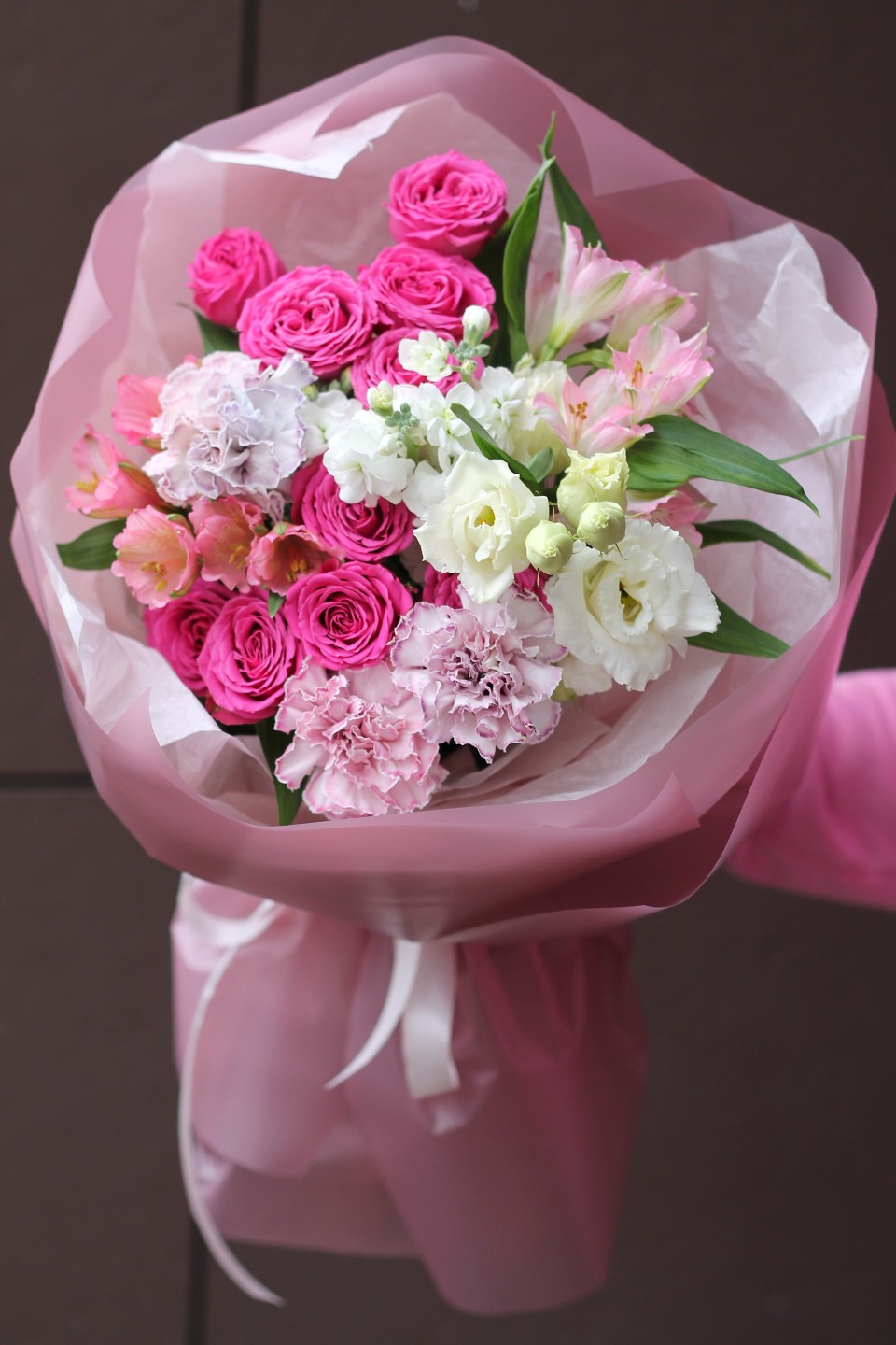 Букет Арлекин - с добавлением зелени