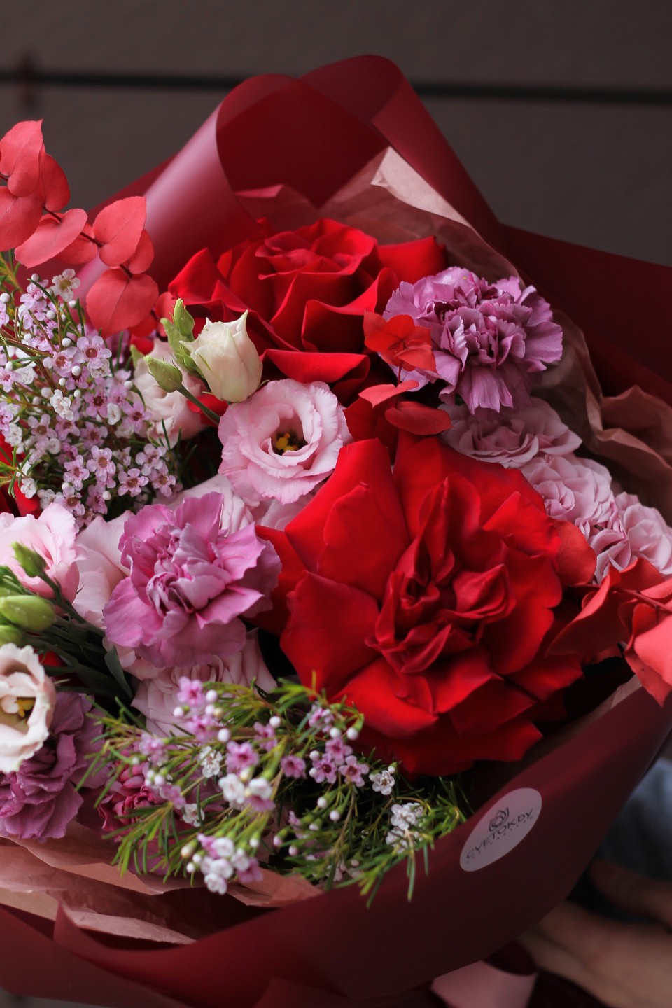 Букет Рубиновая Роза - подарочное оформление