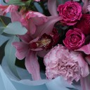 Букет Цветочный Космос - с добавлением зелени - миниатюра 