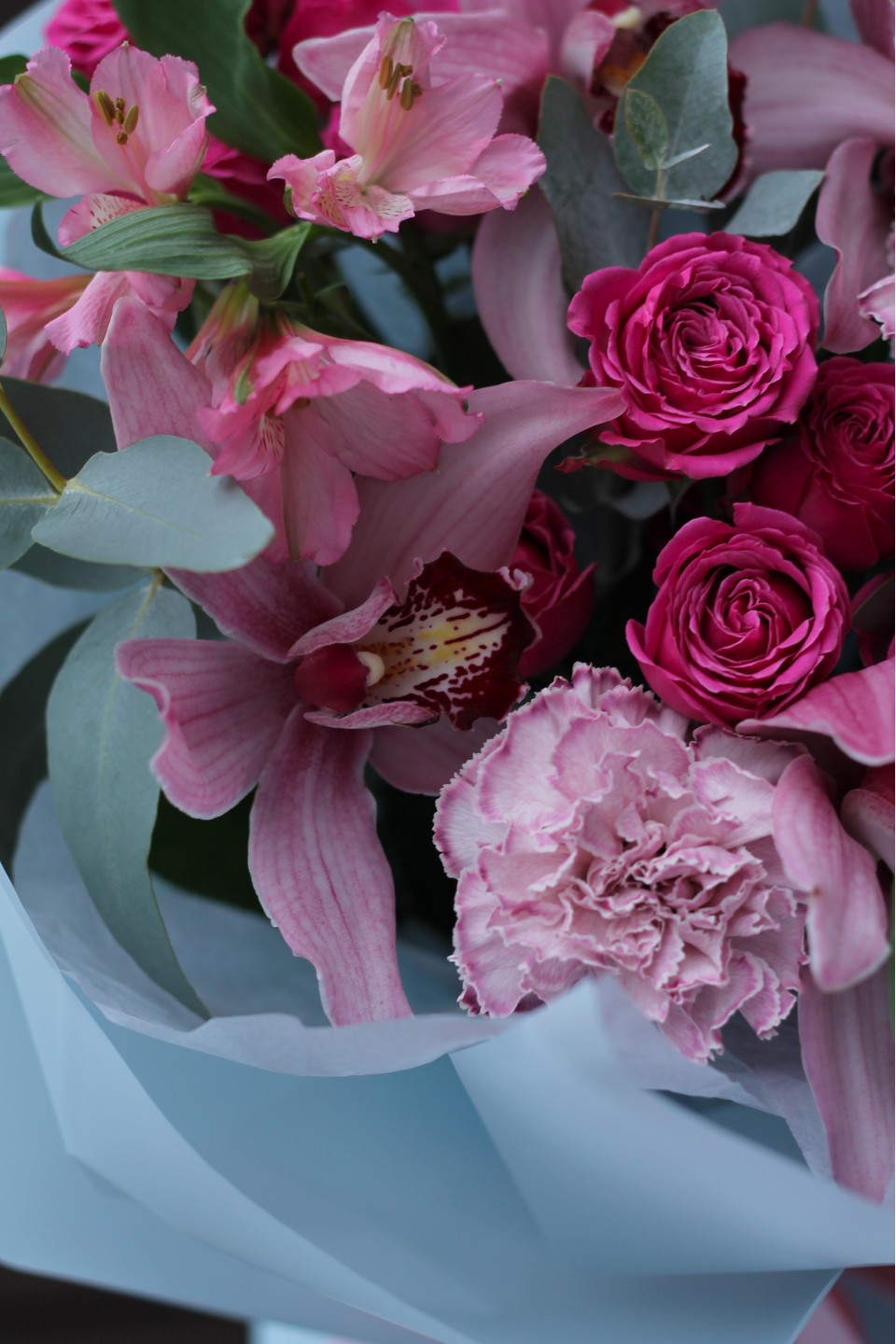 Букет Цветочный Космос - с добавлением зелени