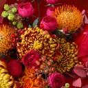 Букет с хризантемой Бакара - с добавлением зелени - миниатюра 