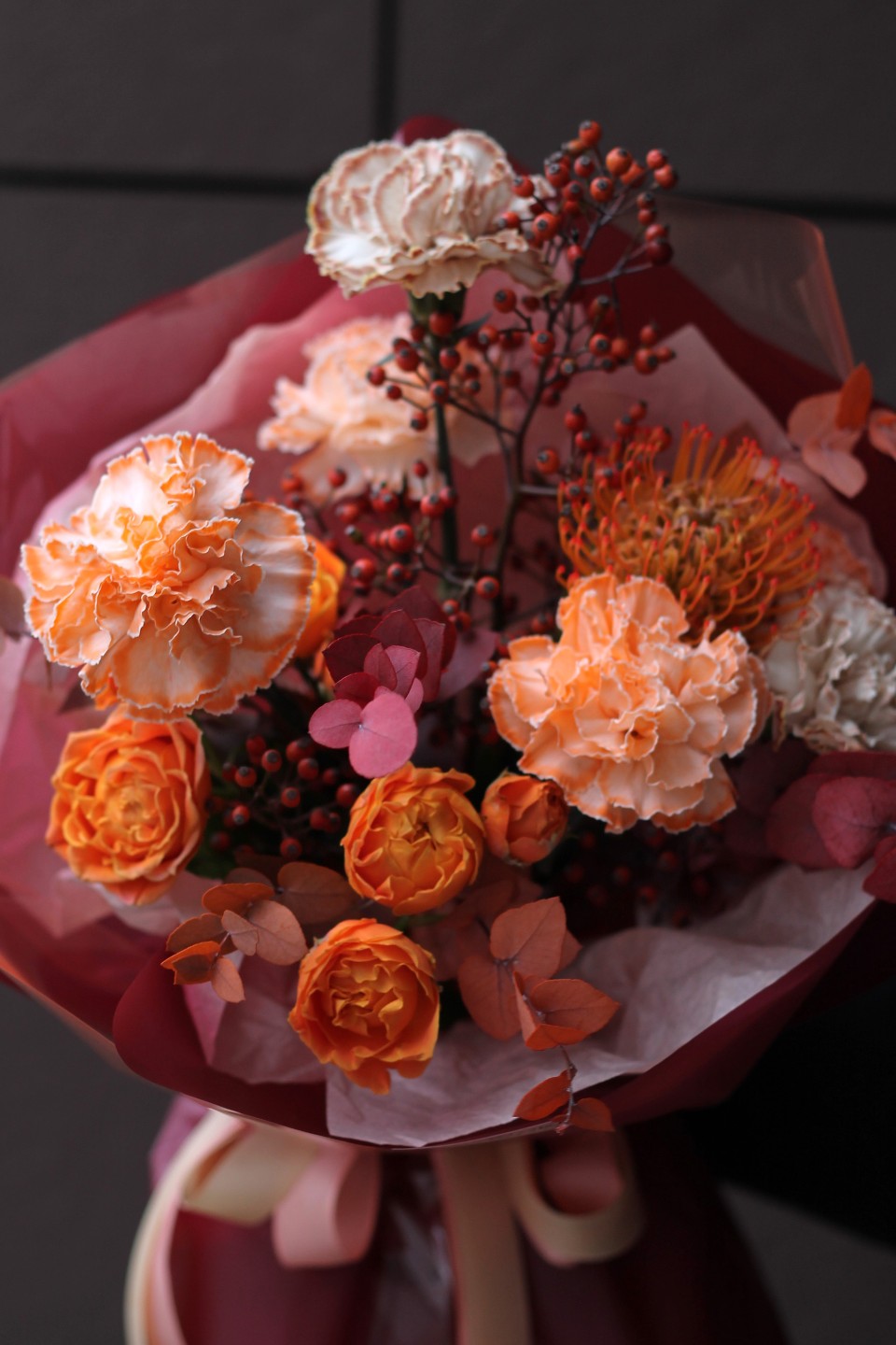 Букет Апельсиновый Щербет - с добавлением зелени