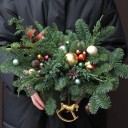 Новогодняя композиция Лошадка - подарочное оформление - миниатюра