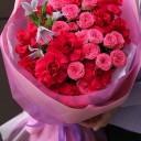 Букет с французской розой Малиновая Сказка - миниатюра