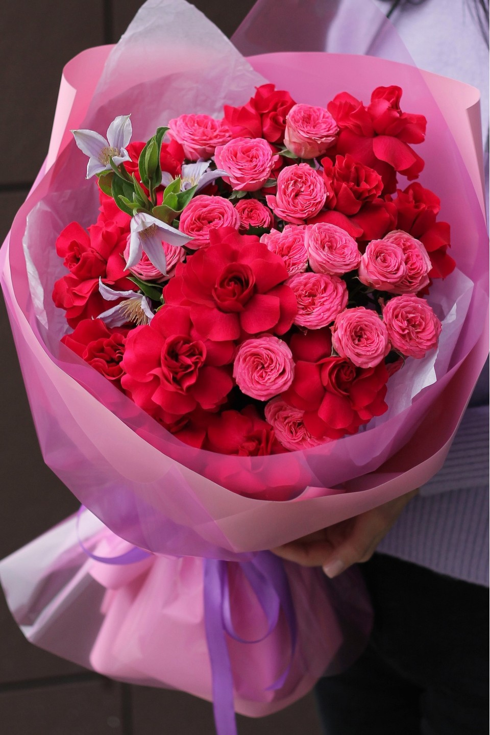 Букет с французской розой Малиновая Сказка