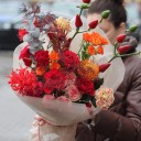 Букет Красный Малахит - с добавлением зелени - миниатюра 