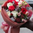 Букет Цветущая Любовь - с добавлением зелени - миниатюра 