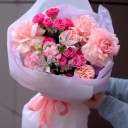 Букет с розовыми французскими розами Милиса - миниатюра