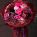 Букет с пионовидной розой Бордовый Блюз - миниатюра