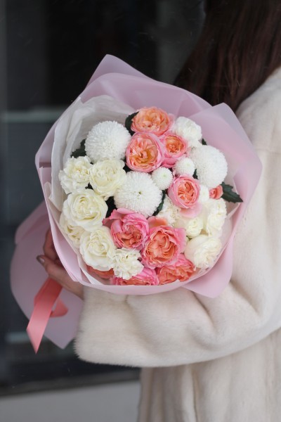 Букет с хризантемой "Брызги Шампанского"