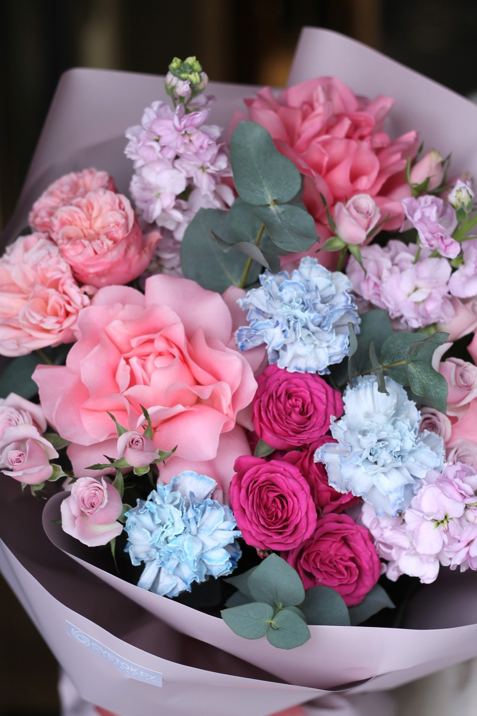 Букет с розовой французской розой "Танец Красок" - быстрая доставка в Минске