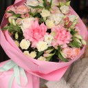 Букет с розами "Цветочные Искры" - с добавлением зелени - миниатюра 