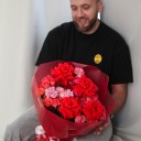 Букет с французскими розами  Любящее Сердце - подарочное оформление - миниатюра