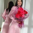 Букет с французскими розами Поцелуй Зари - с добавлением зелени - миниатюра 