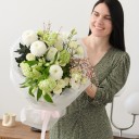 Букет с хризантемой Белые Ночи - миниатюра