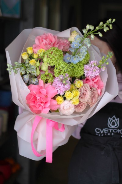 Букет с французской розой"Изумрудный остров"