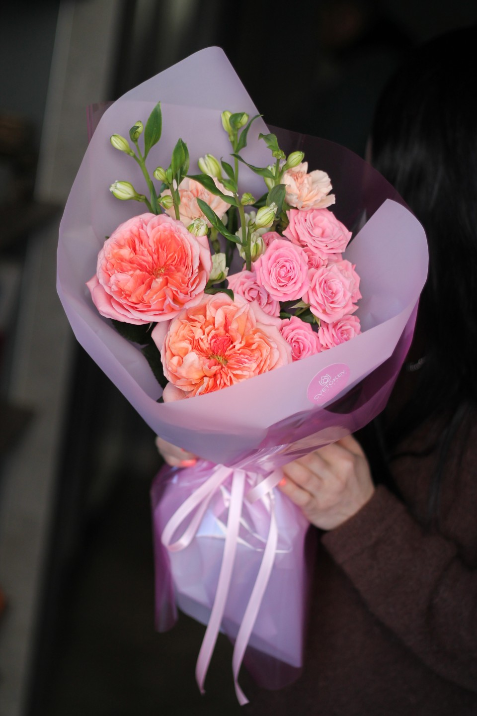 Букет с пионовидной розой Сияние