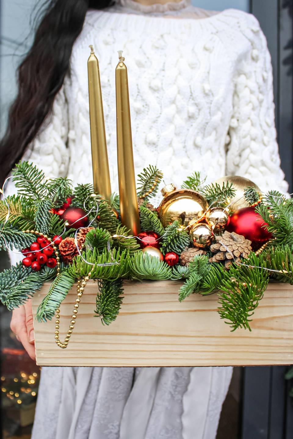 Композиция новогодняя Золотая свеча