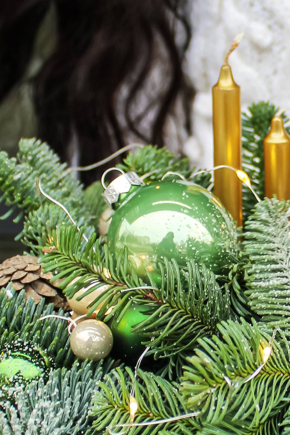 Композиция новогодняя Изумруд - с добавлением зелени