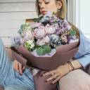 Букет Сиреневая планета - с добавлением зелени - миниатюра 