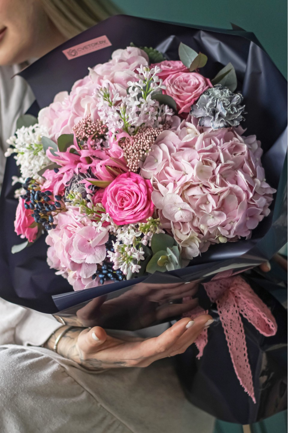 Букет Гортензия и кварц