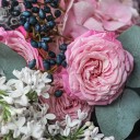 Букет Гортензия и кварц - с добавлением зелени - миниатюра 