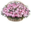 Цветы в корзине  Розовый пион 301 шт  - с доставкой по Минску - миниатюра