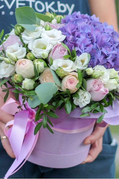 Цветы в шляпной коробке "Прованс"