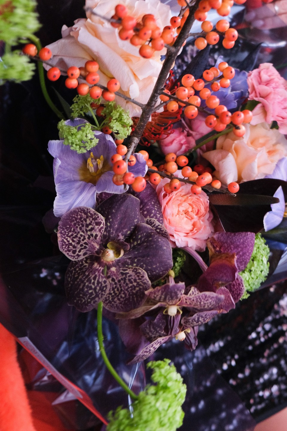 Букет Purple haze - с добавлением зелени