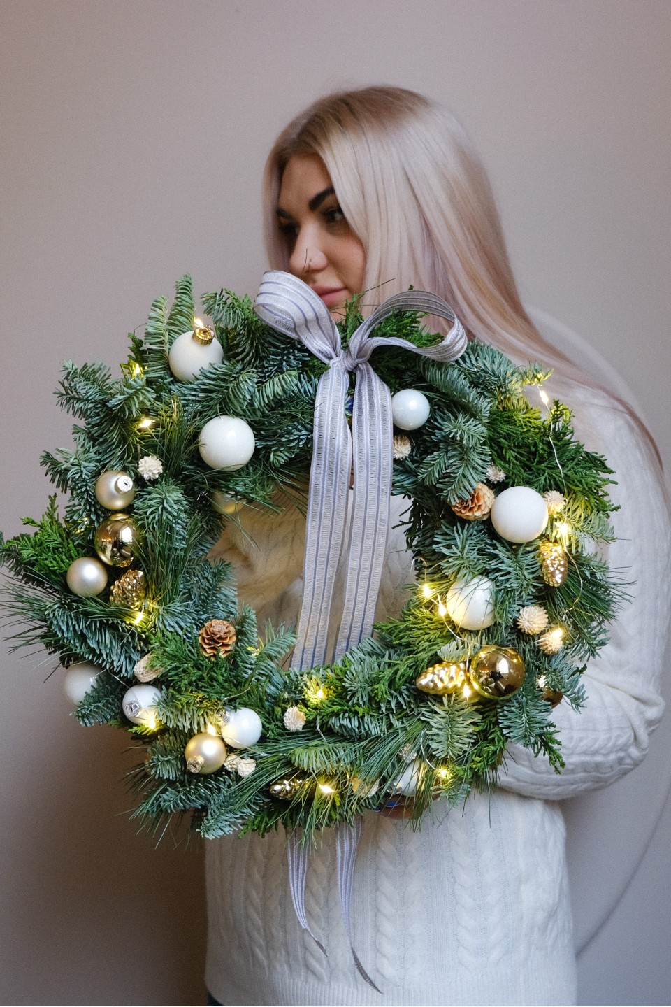 Венок новогодний Время Волшебства - с добавлением зелени