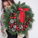 Новогодний венок Глинтвейн - с добавлением зелени - миниатюра 