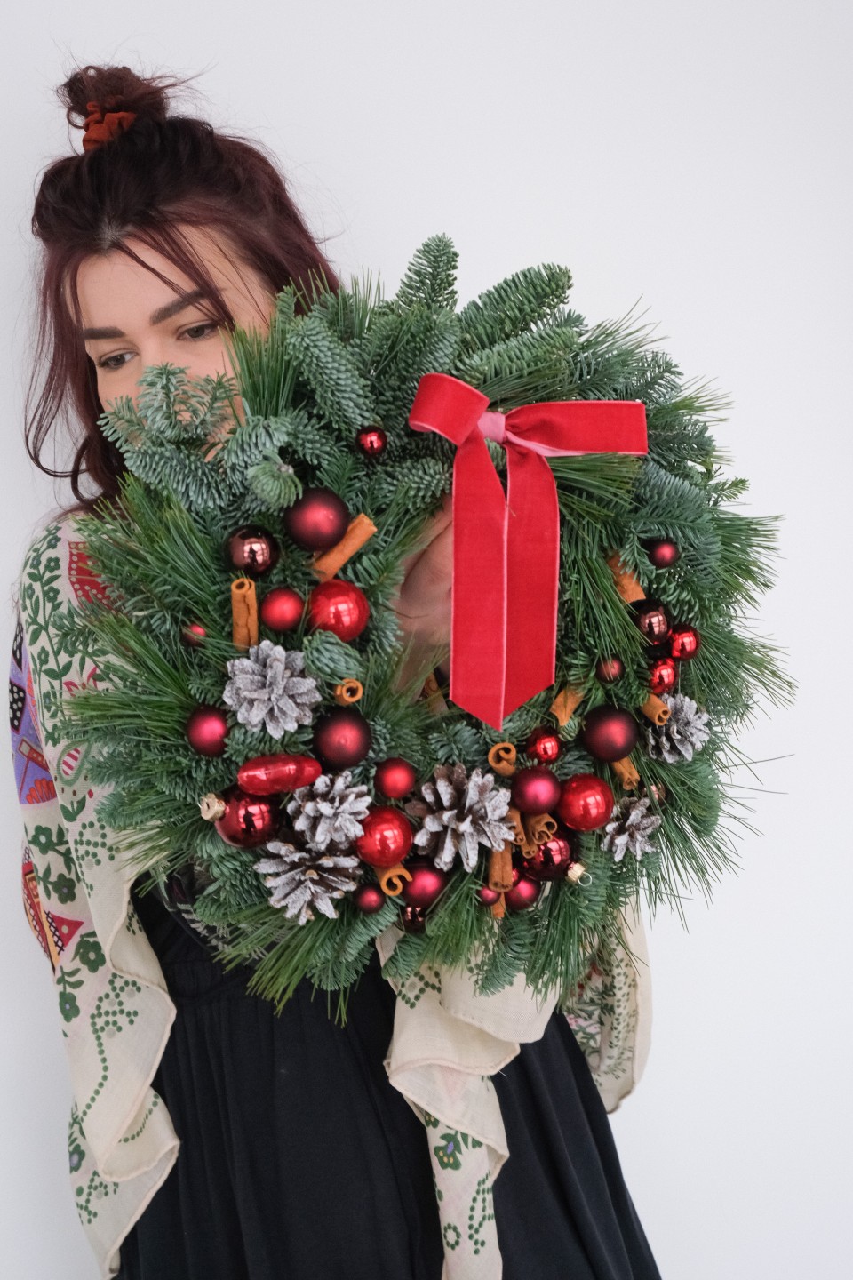 Новогодний венок Глинтвейн - с добавлением зелени