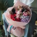 Букет Малиновый Рассвет - с добавлением зелени - миниатюра 
