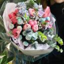 Букет Яркое Воображение - с добавлением зелени - миниатюра 