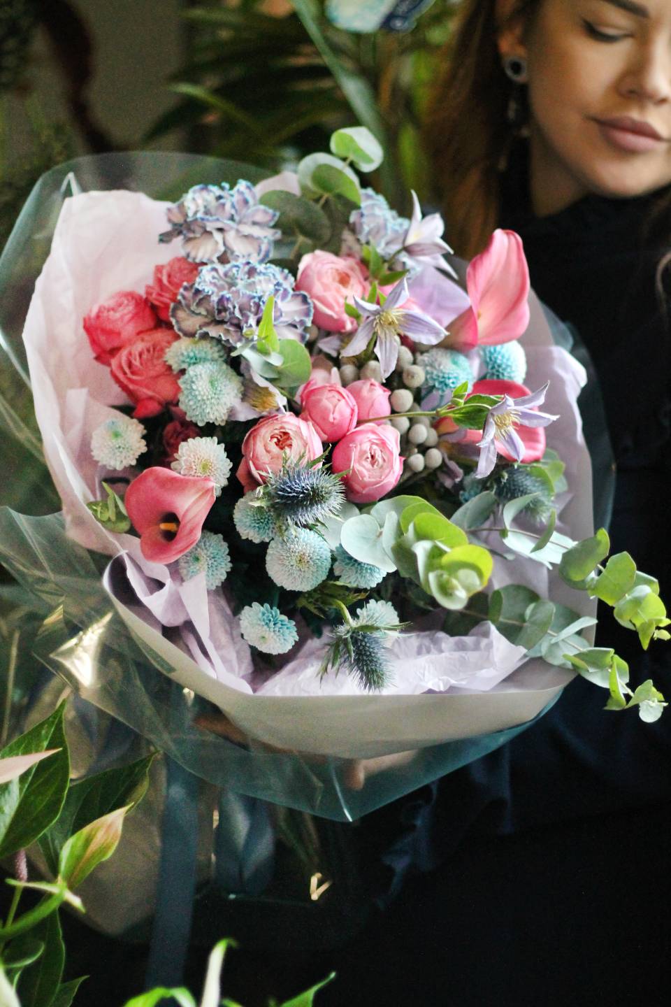 Букет Яркое Воображение - с добавлением зелени