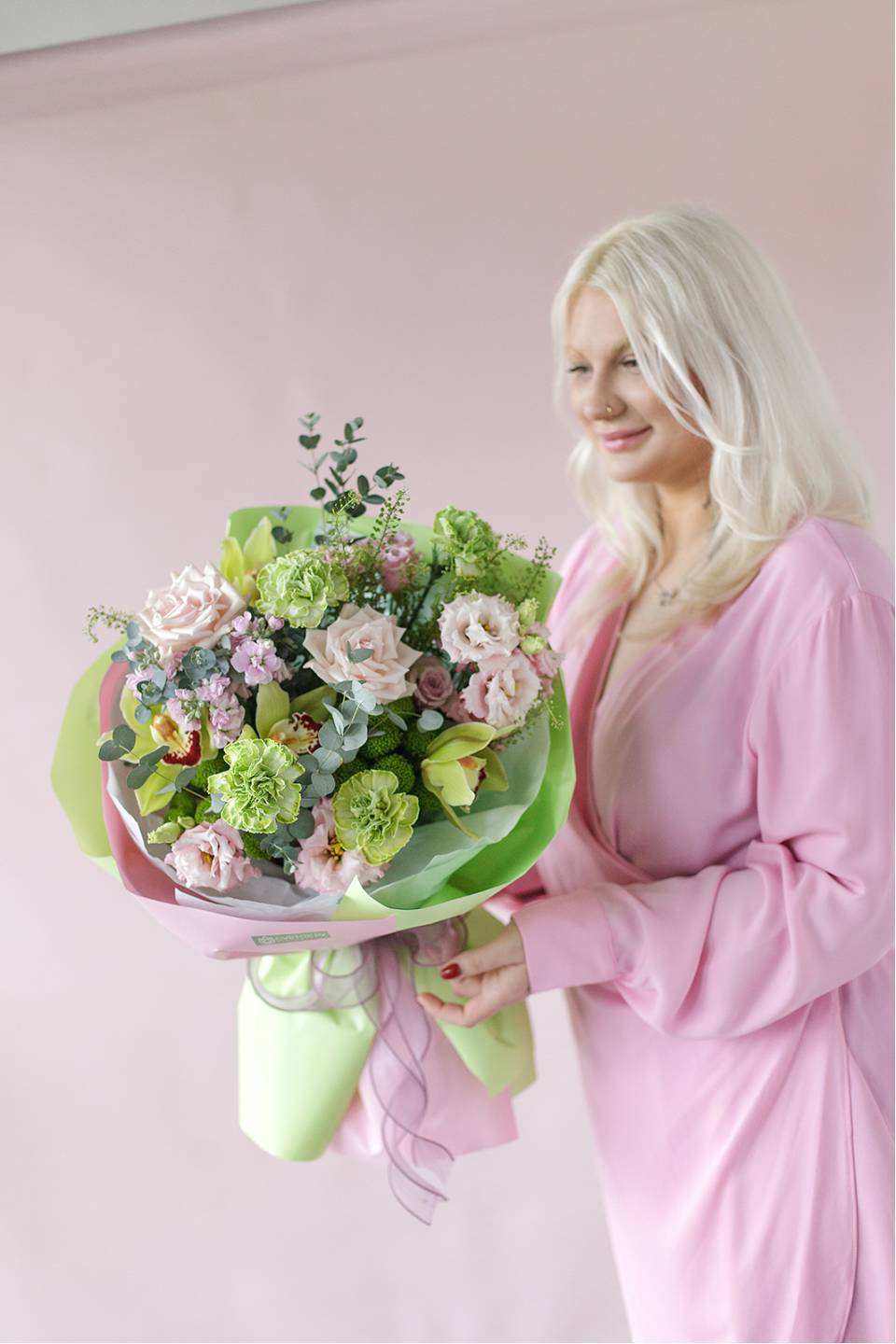 Букет Зелёный май - с добавлением зелени