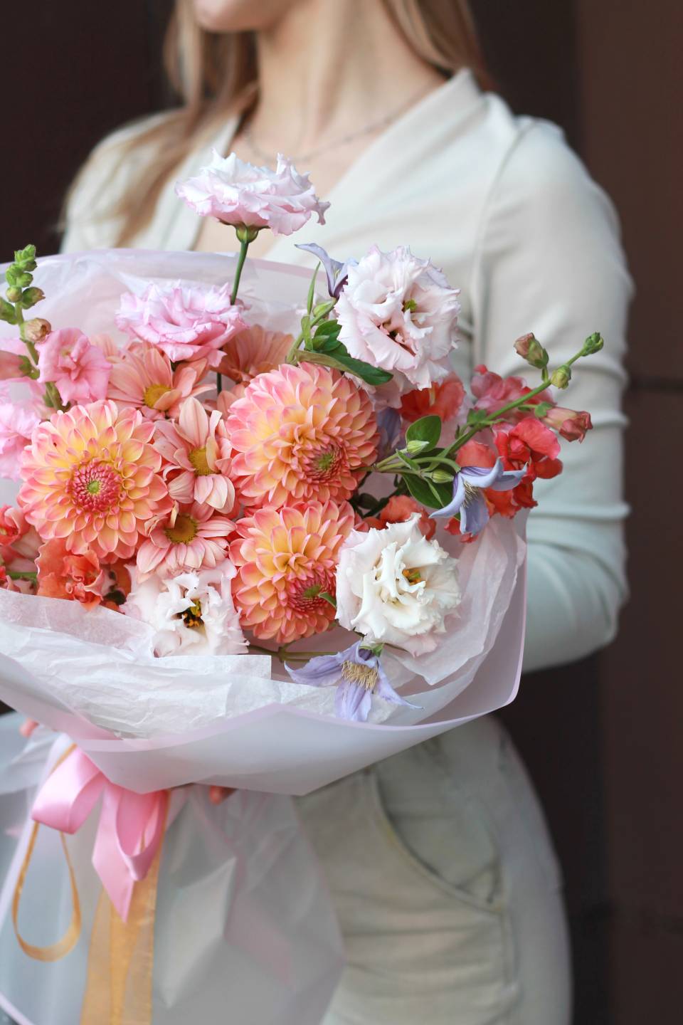 Букет Абрикосовый пирог - подарочное оформление