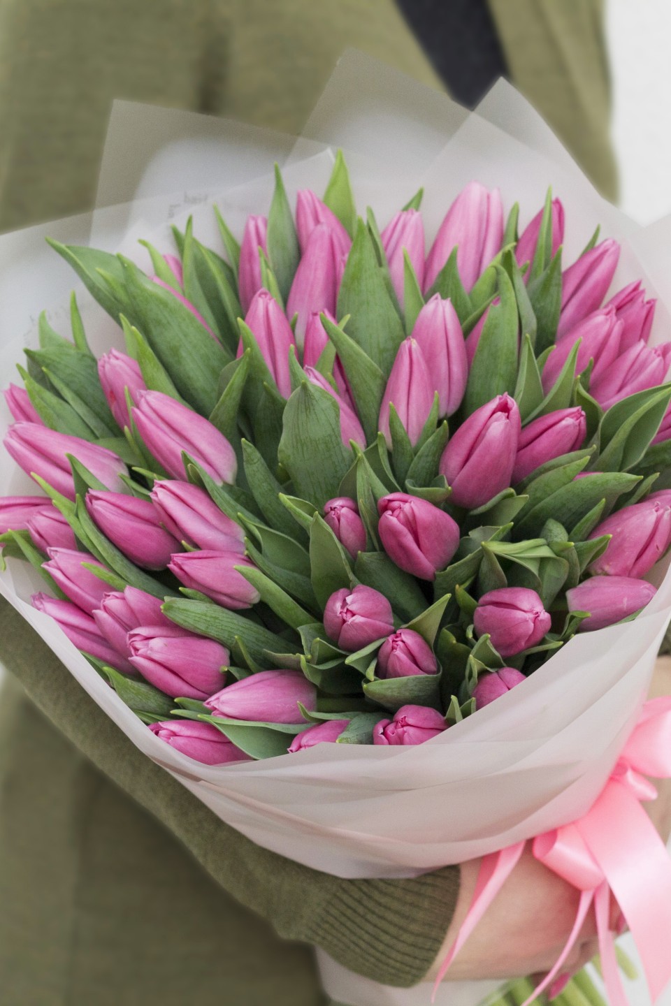 Букет с розовыми тюльпанами Розовый цвет
