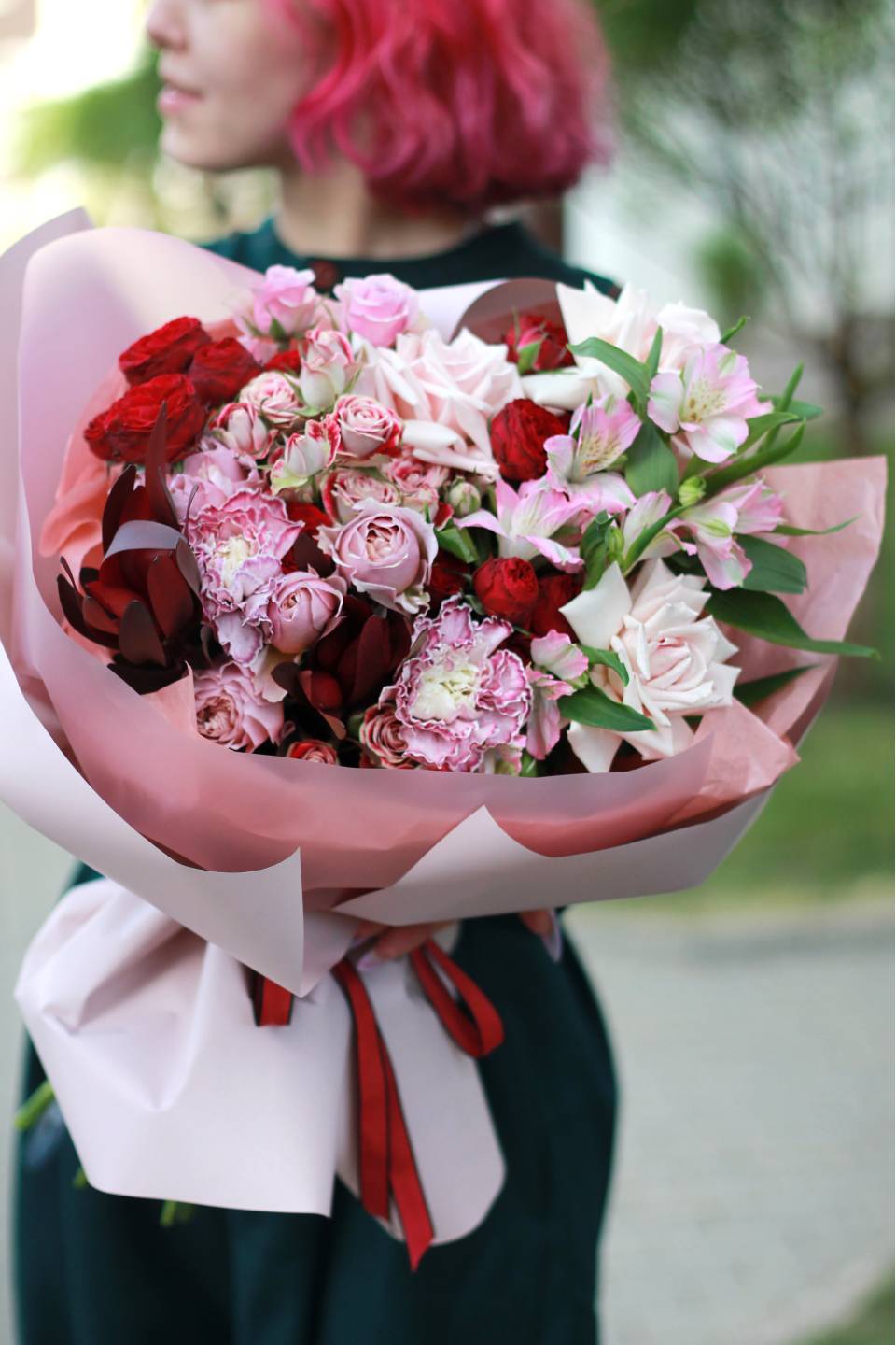 Букет Романс - с добавлением зелени