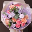 Букет Утро в Париже - с добавлением зелени - миниатюра 