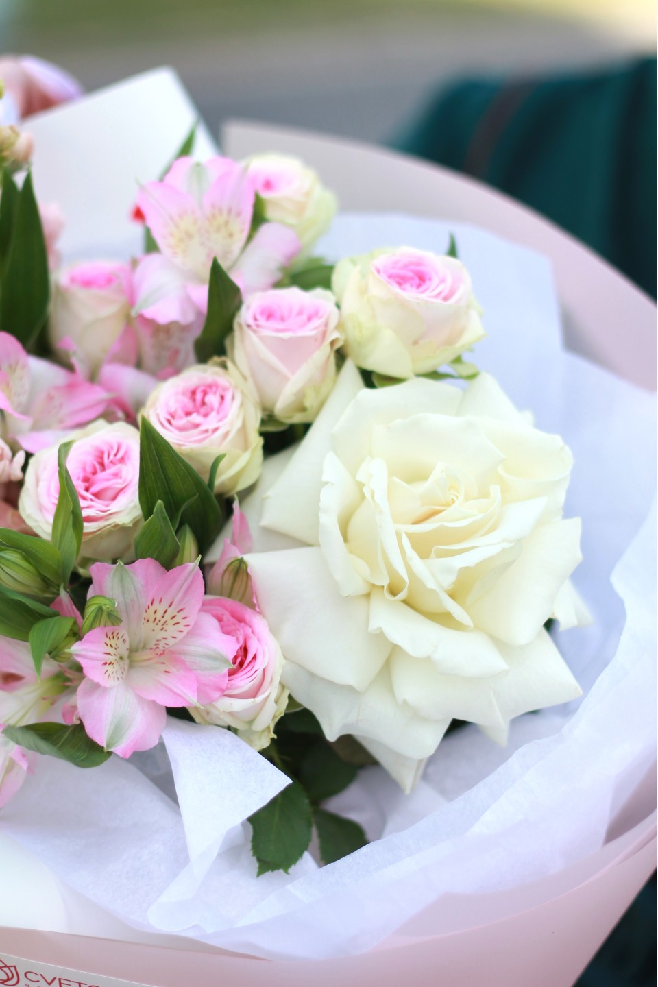 Букет Шампань - с добавлением зелени