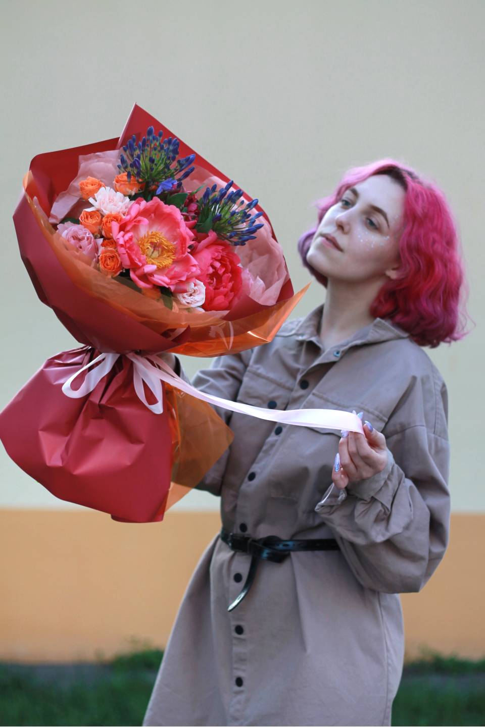 Букет Палитра Природы - с добавлением зелени