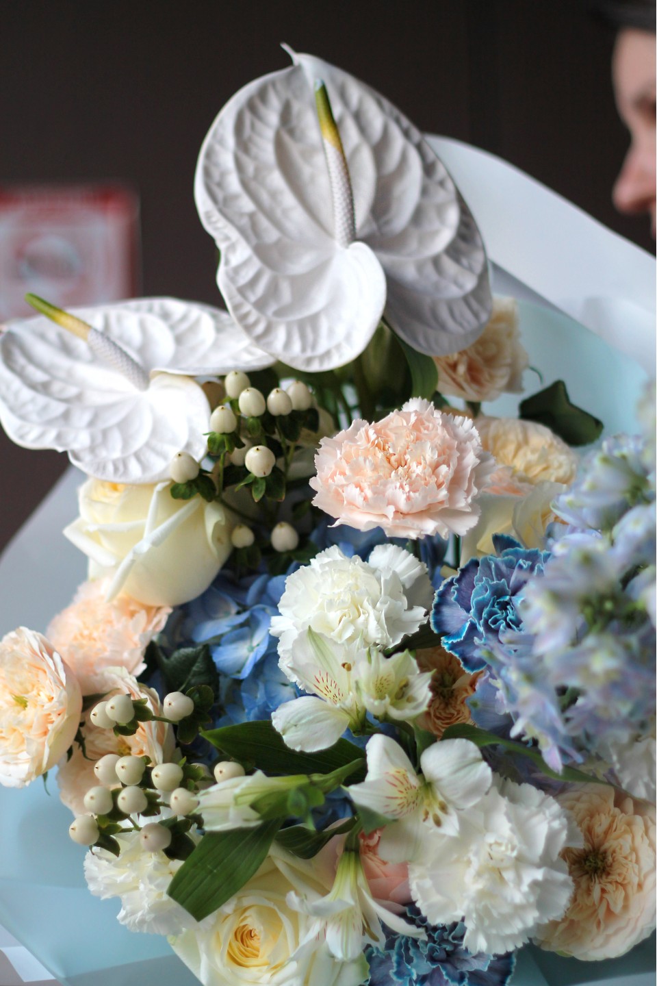 Букет Снежное Танго - с добавлением зелени