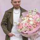 Букет Цветочная поэзия - с добавлением зелени - миниатюра 