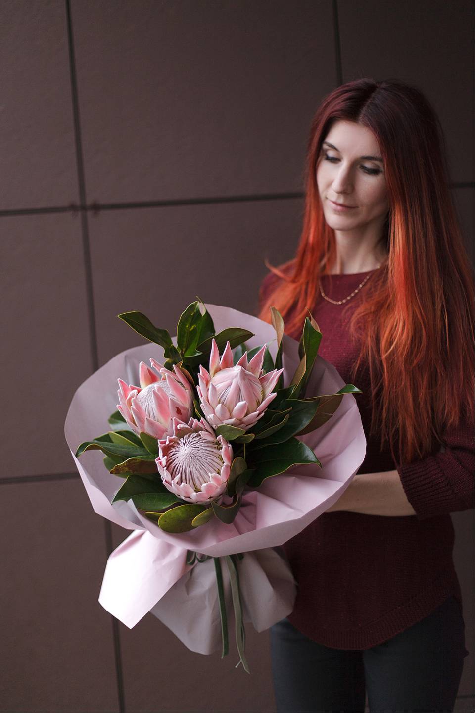 Букет Протея - с добавлением зелени