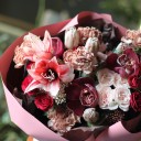 Букет Винный Вечер - с добавлением зелени - миниатюра 