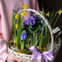 Корзина Сиреневые Мечты - с добавлением зелени - миниатюра 