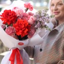 Букет Пылкая Любовь - с добавлением зелени - миниатюра 